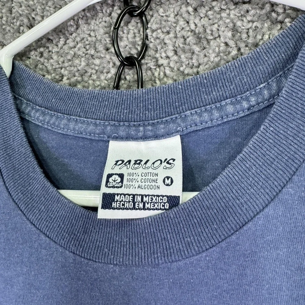Pablo's Shirt Mens Medium Blue Cabo San Lucas Mexico Embroidered Graphic Tee